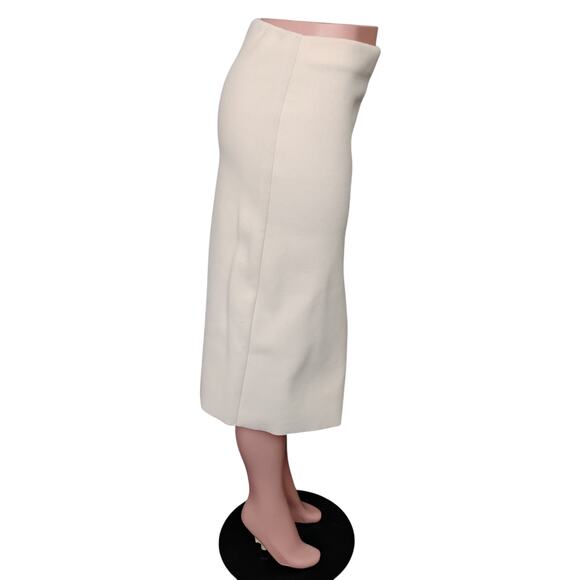 Zara Wooly Pencil Asymmetric Skirt Size Small Beige Pullon Fall Staple - Picture 2 of 7